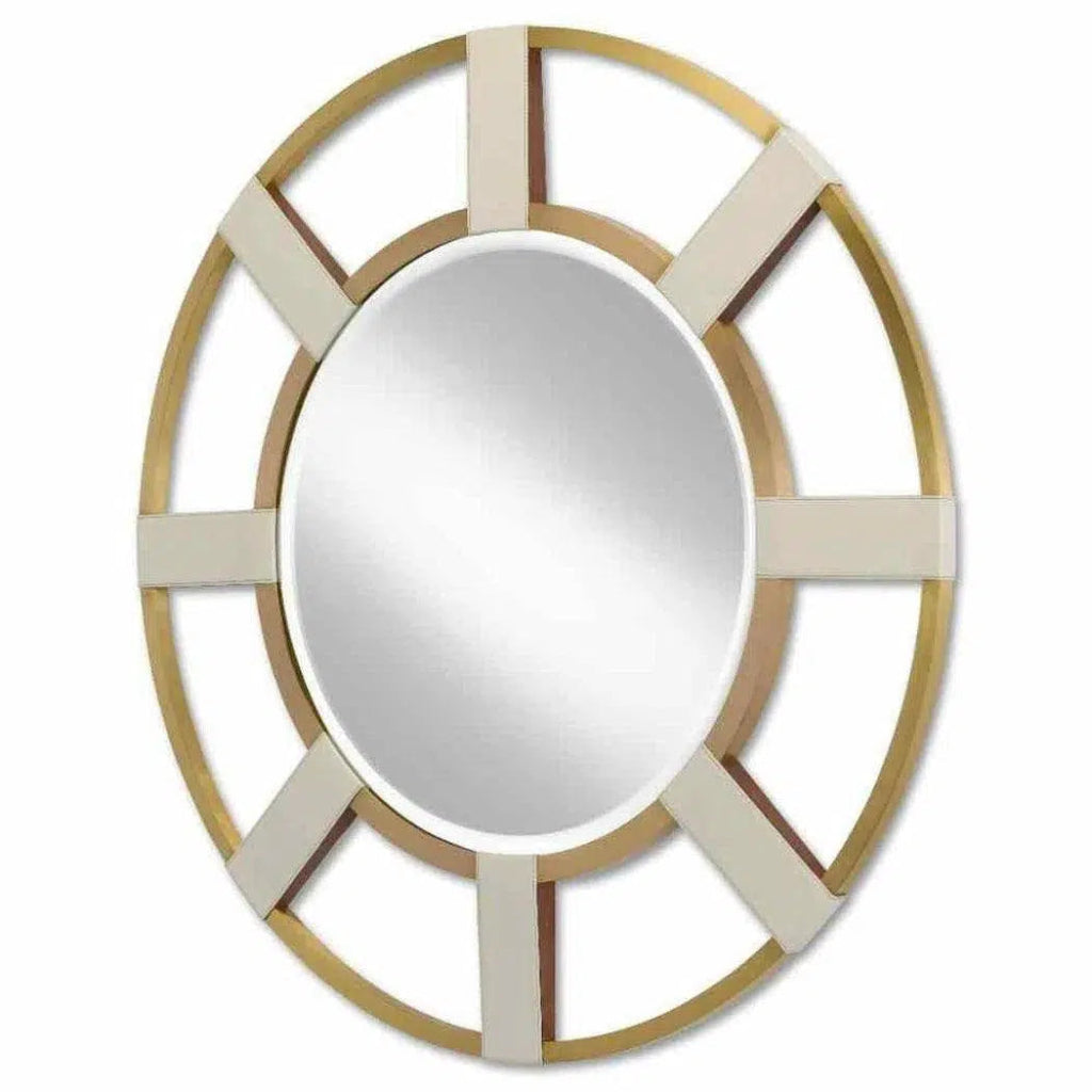 Cream Brushed Brass Camille Round Mirror - LOOMLAN - Currey & Co - Wall Mirrors