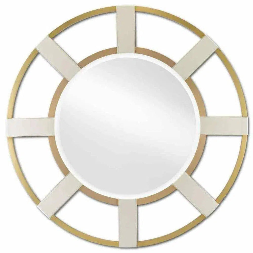 Cream Brushed Brass Camille Round Mirror - LOOMLAN - Currey & Co - Wall Mirrors