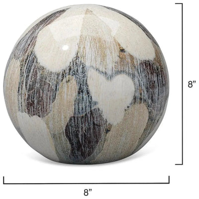 Cream Ceramic Painted Sphere Coastal Decor - Small - LOOMLAN - Jamie Young - Statues & Sculptures