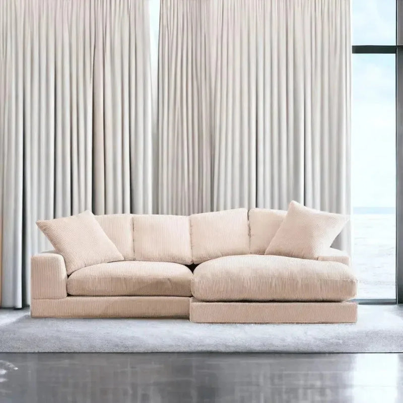 Cream Corduroy Reversible Sectional Chaise - LOOMLAN - Moe's Home - Modular Sofas