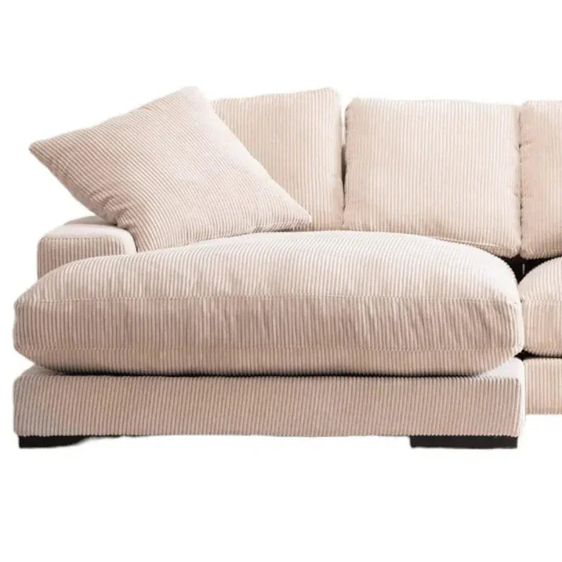 Cream Corduroy Reversible Sectional Chaise - LOOMLAN - Moe's Home - Modular Sofas