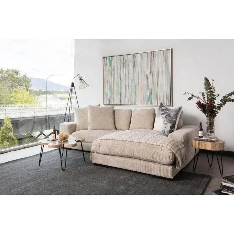 Cream Corduroy Reversible Sectional Chaise - LOOMLAN - Moe's Home - Modular Sofas