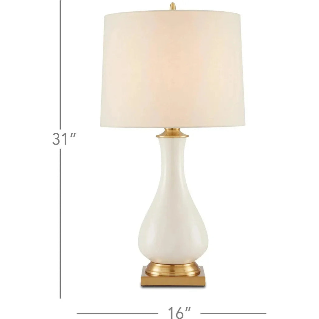 Cream Crackle Brass Lynton Cream Table Lamp - LOOMLAN - Currey & Co - Table Lamps