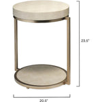 Cream Leather Round Mid Century Side Table Shelf - LOOMLAN - Jamie Young - Side Tables