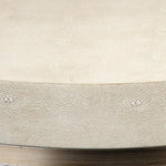 Cream Leather Round Mid Century Side Table Shelf - LOOMLAN - Jamie Young - Side Tables