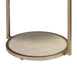 Cream Leather Round Mid Century Side Table Shelf - LOOMLAN - Jamie Young - Side Tables