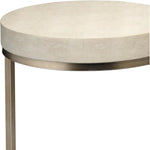 Cream Leather Round Mid Century Side Table Shelf - LOOMLAN - Jamie Young - Side Tables