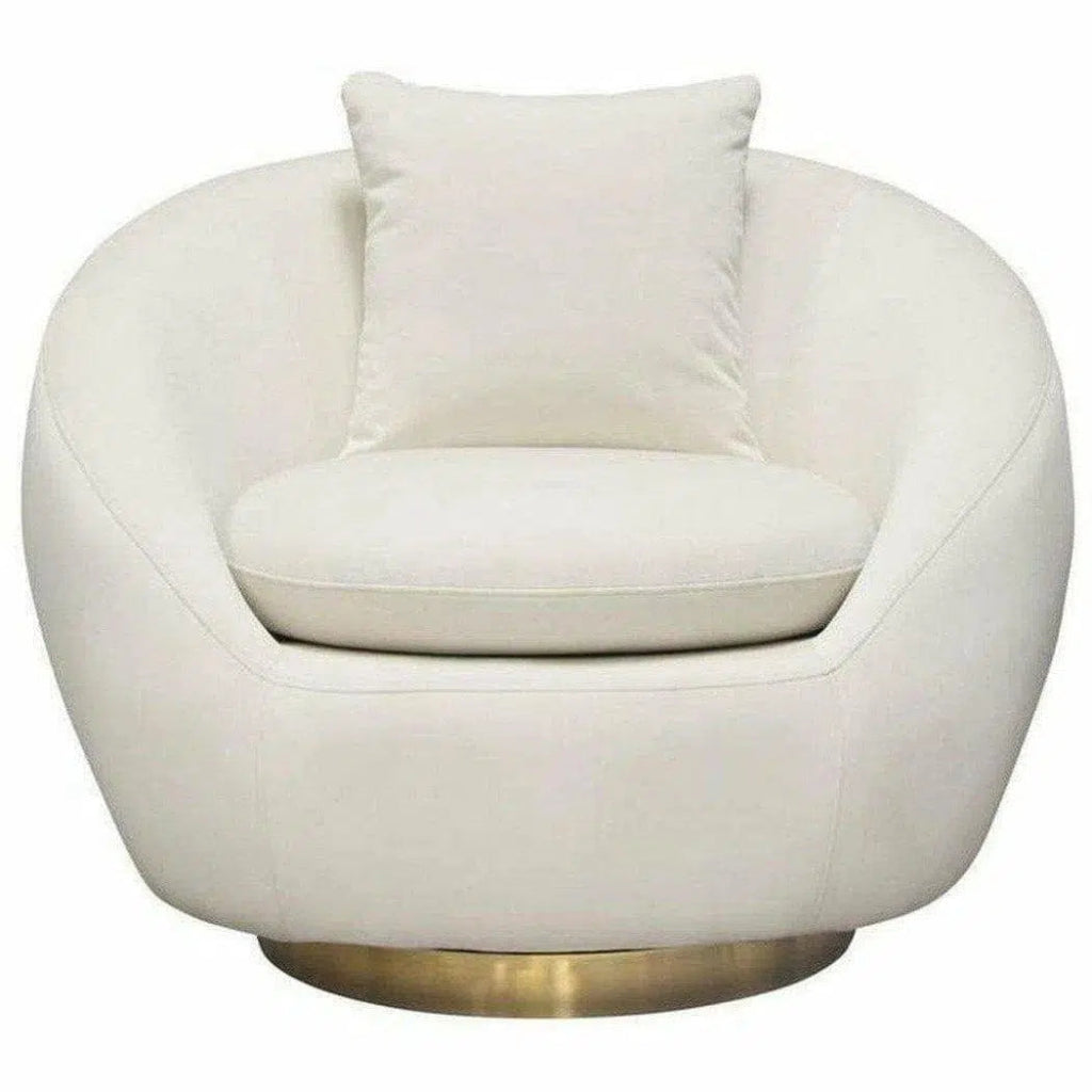 Cream Velvet Swivel Accent Chair Gold Accent Band - LOOMLAN - Diamond Sofa - Club Chairs