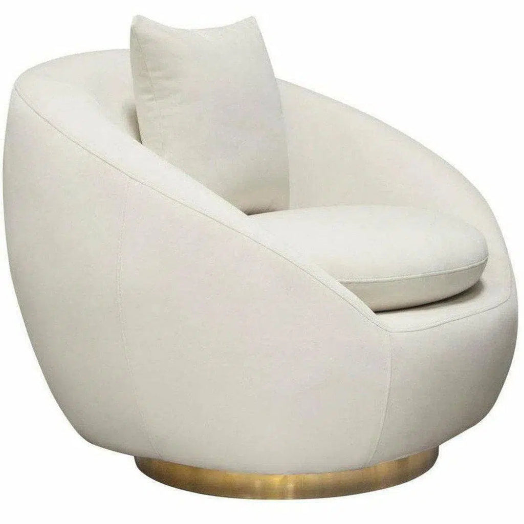 Cream Velvet Swivel Accent Chair Gold Accent Band - LOOMLAN - Diamond Sofa - Club Chairs