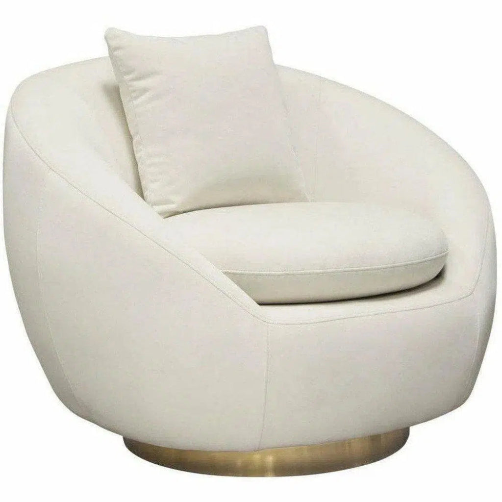 Cream Velvet Swivel Accent Chair Gold Accent Band - LOOMLAN - Diamond Sofa - Club Chairs