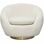 Cream Velvet Swivel Accent Chair Gold Accent Band - LOOMLAN - Diamond Sofa - Club Chairs