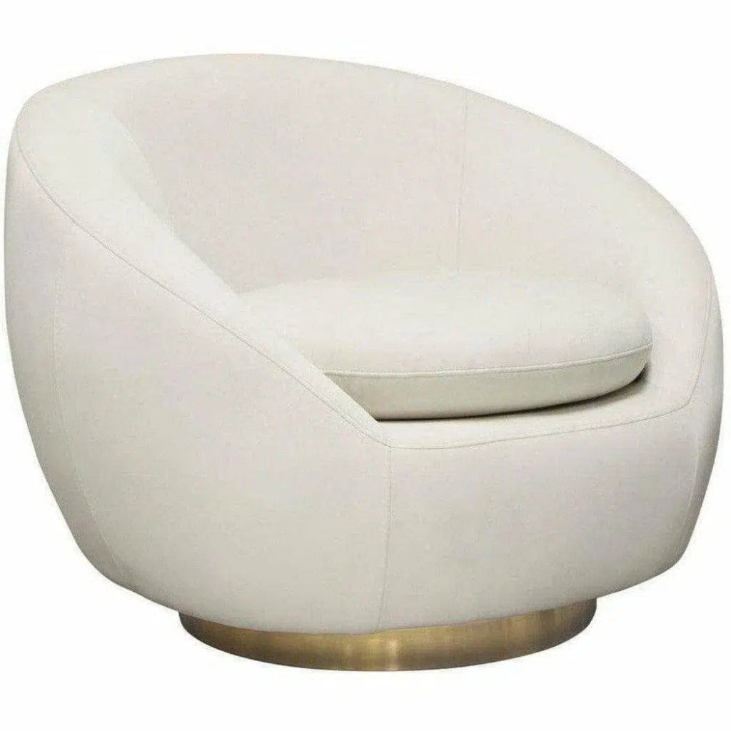 Cream Velvet Swivel Accent Chair Gold Accent Band - LOOMLAN - Diamond Sofa - Club Chairs