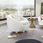 Cream Velvet Swivel Accent Chair Gold Accent Band - LOOMLAN - Diamond Sofa - Club Chairs