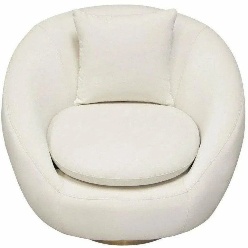 Cream Velvet Swivel Accent Chair Gold Accent Band - LOOMLAN - Diamond Sofa - Club Chairs