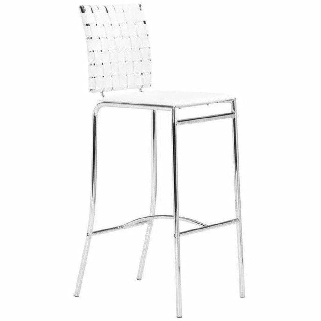 Criss Cross Bar Chair (Set of 2) White - LOOMLAN - Zuo Modern - Bar Stools