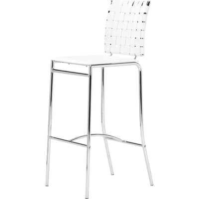 Criss Cross Bar Chair (Set of 2) White - LOOMLAN - Zuo Modern - Bar Stools