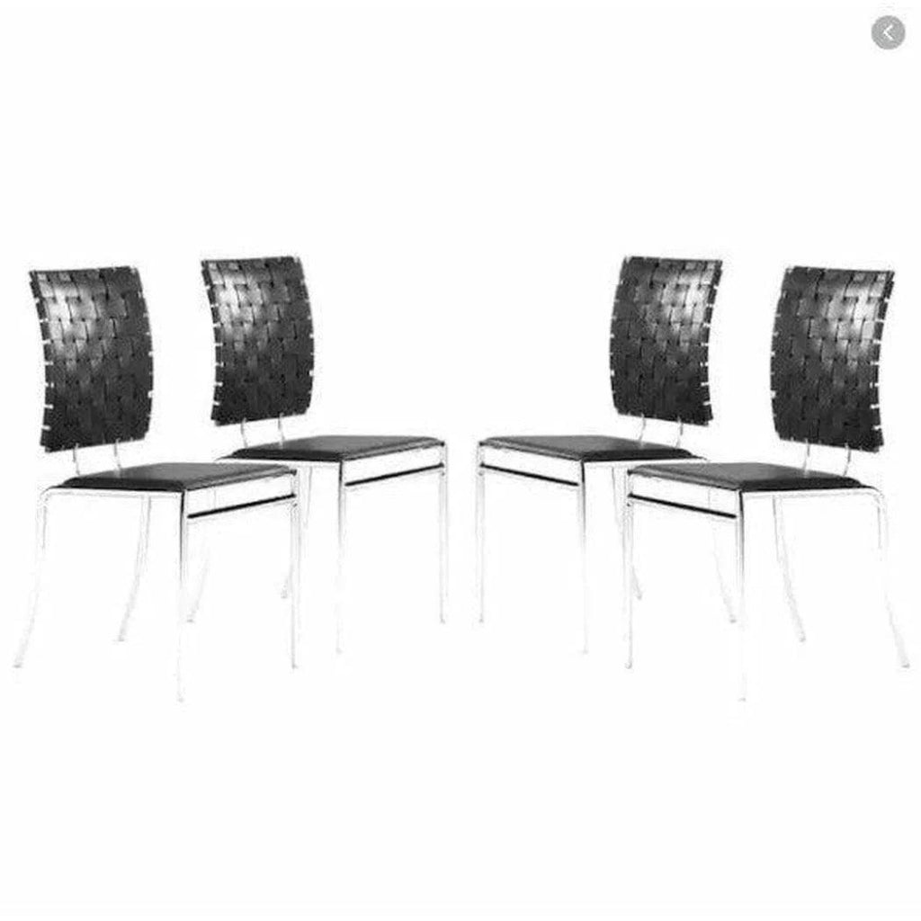 Criss Cross Leather Dining Chair 4PC - LOOMLAN - Zuo Modern - Dining Chairs