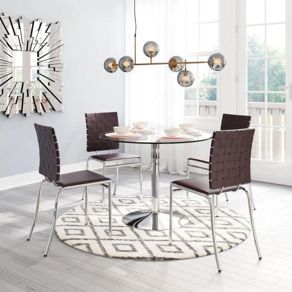 Criss Cross Leather Dining Chair 4PC - LOOMLAN - Zuo Modern - Dining Chairs