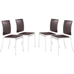 Criss Cross Leather Dining Chair 4PC - LOOMLAN - Zuo Modern - Dining Chairs