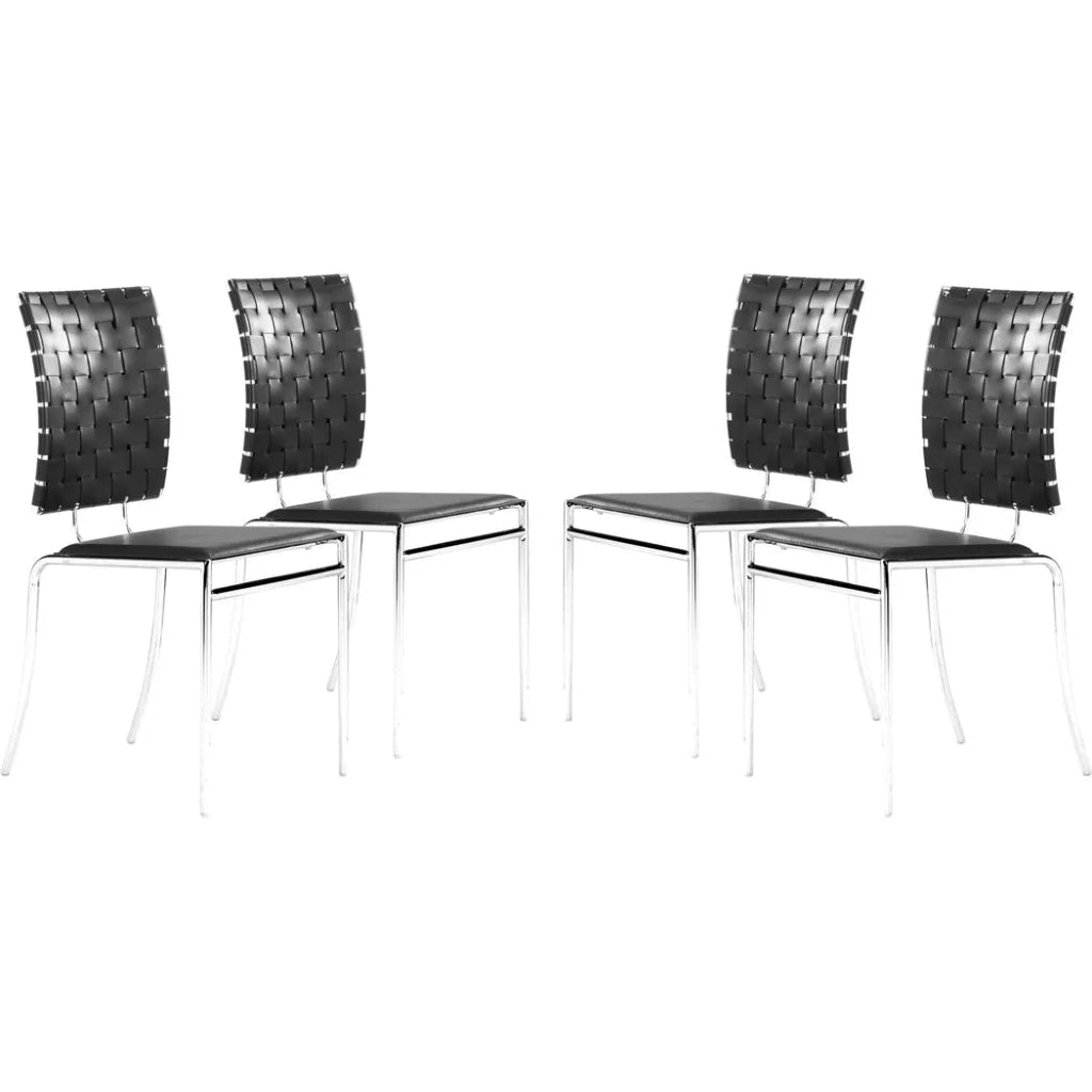 Criss Cross Leather Dining Chair 4PC - LOOMLAN - Zuo Modern - Dining Chairs