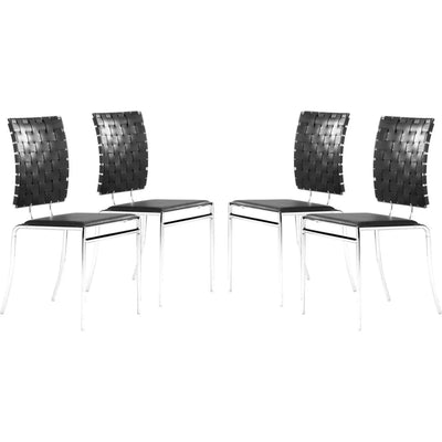 Criss Cross Leather Dining Chair 4PC - LOOMLAN - Zuo Modern - Dining Chairs