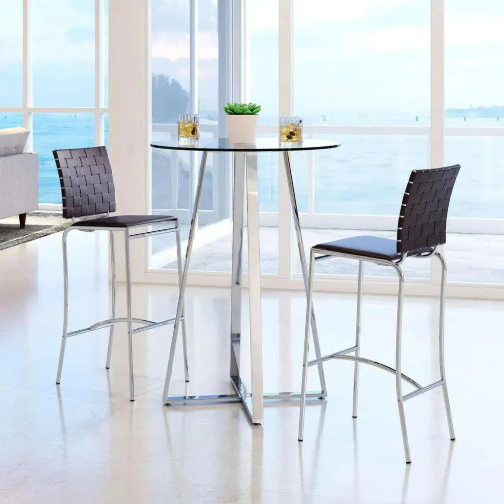 Criss Cross Leather Dining Chair 4PC - LOOMLAN - Zuo Modern - Dining Chairs