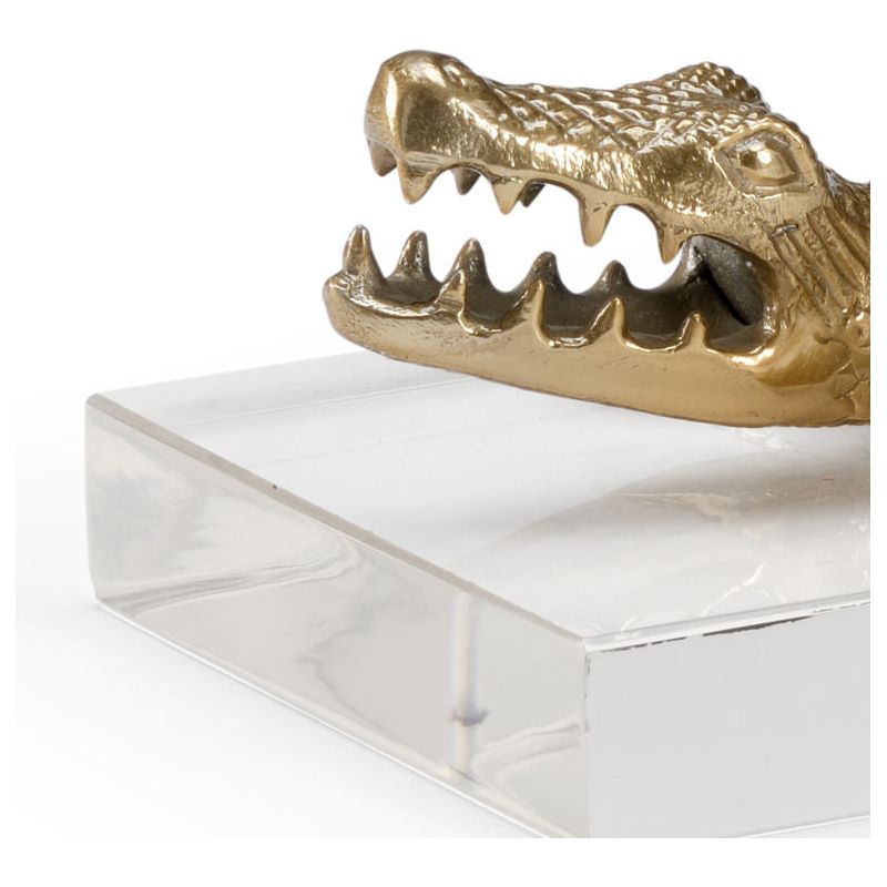 Croc Gold Finish Masterpiece Sculpture - LOOMLAN - Wildwood - Statues & Sculptures