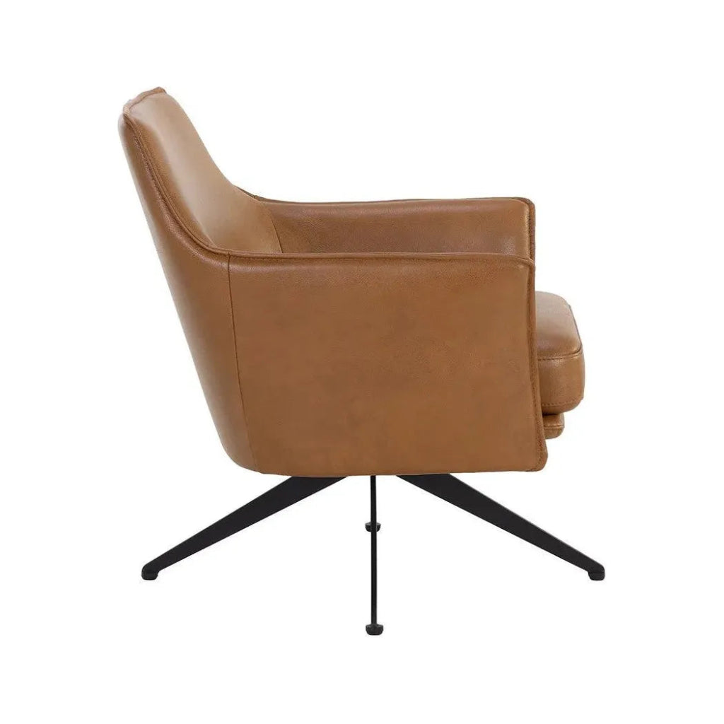 Crosby Leather Swivel Lounge Chair - LOOMLAN - SUNPAN - Accent Chairs