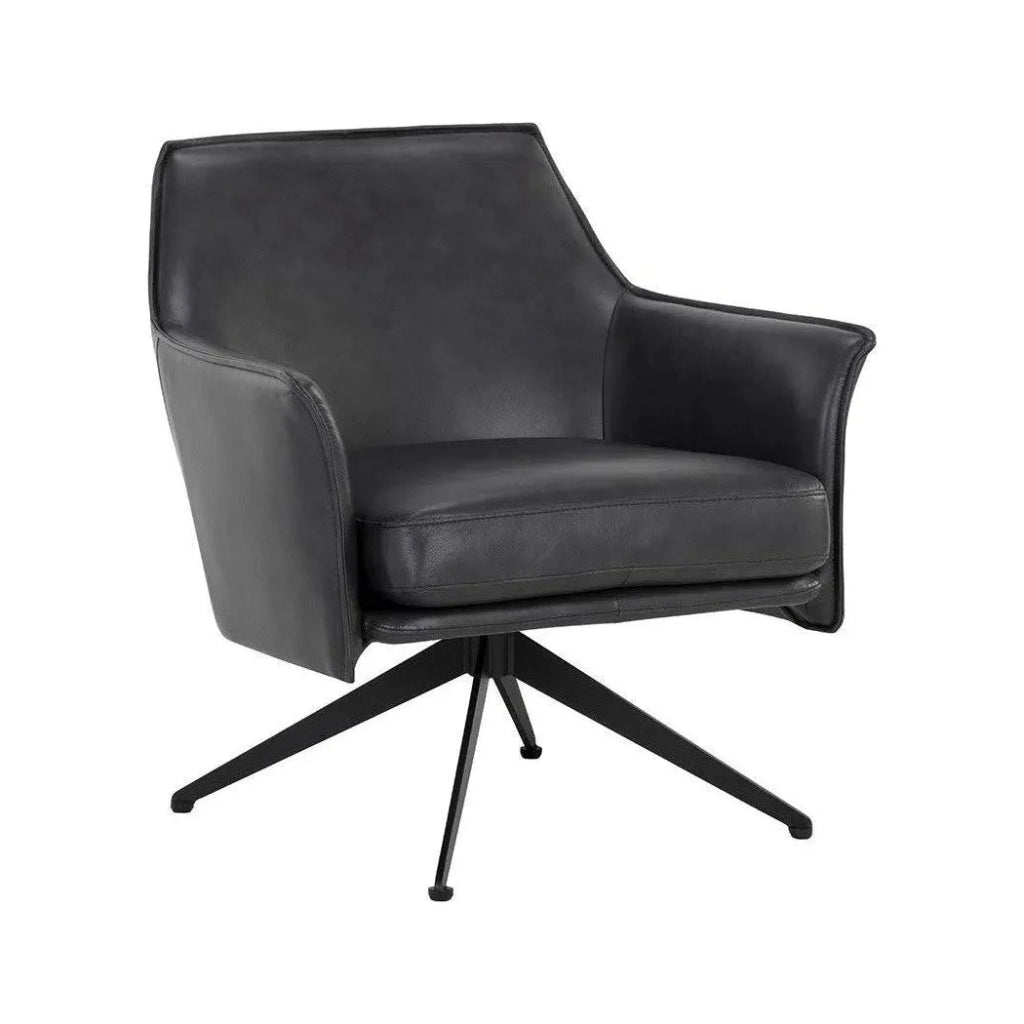 Crosby Leather Swivel Lounge Chair - LOOMLAN - SUNPAN - Accent Chairs