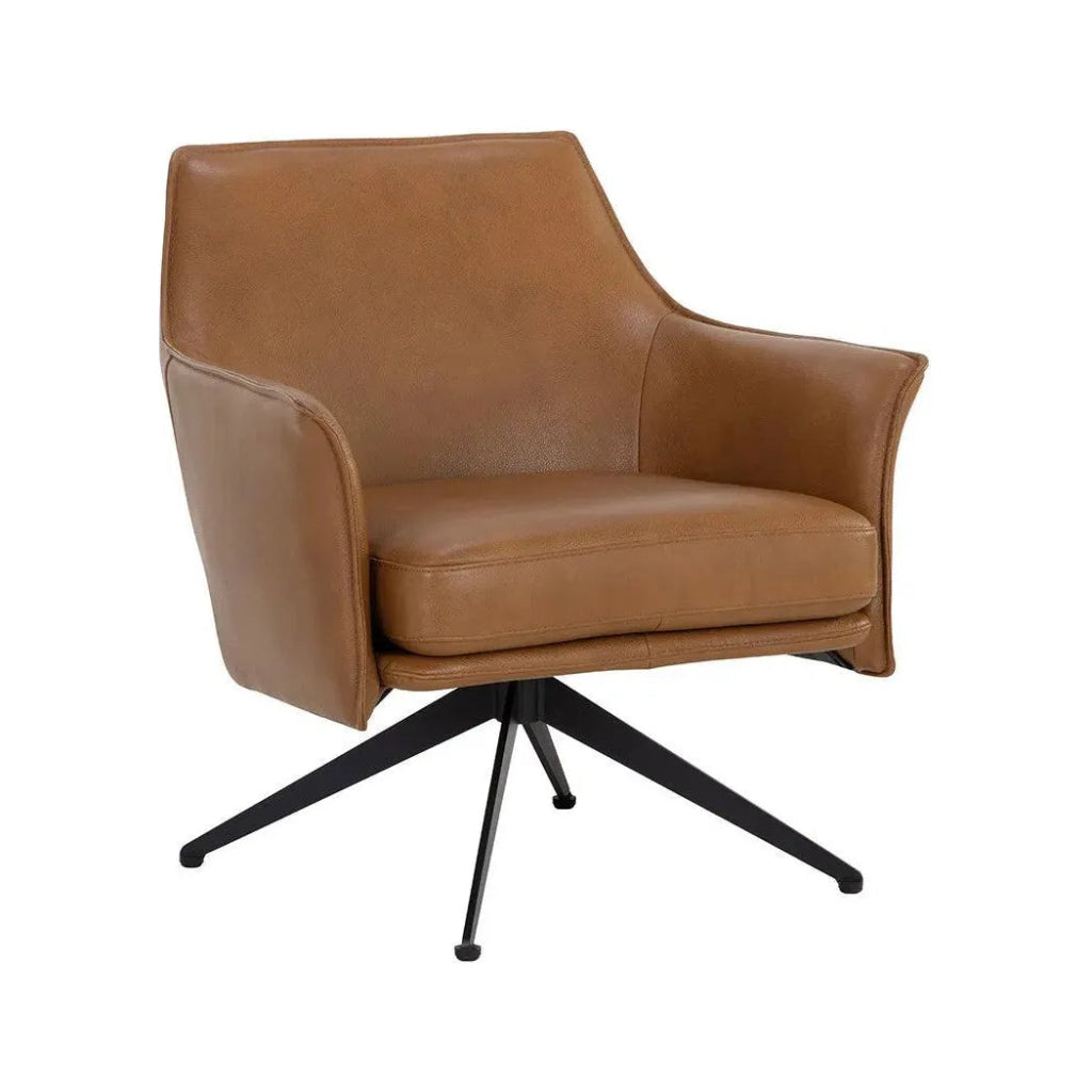 Crosby Leather Swivel Lounge Chair - LOOMLAN - SUNPAN - Accent Chairs