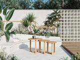 Cross Legs Nesting Teak Patio Side Table - LOOMLAN - HiTeak - Outdoor Side Tables
