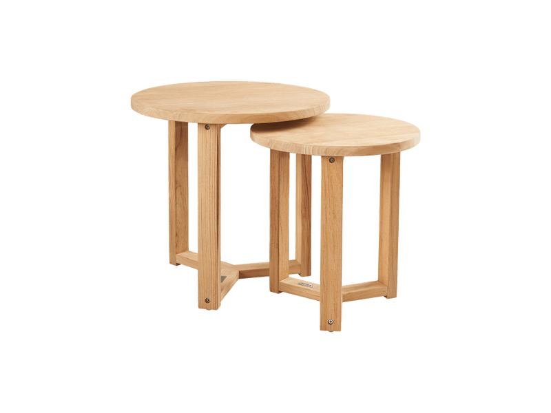 Cross Legs Nesting Teak Patio Side Table - LOOMLAN - HiTeak - Outdoor Side Tables