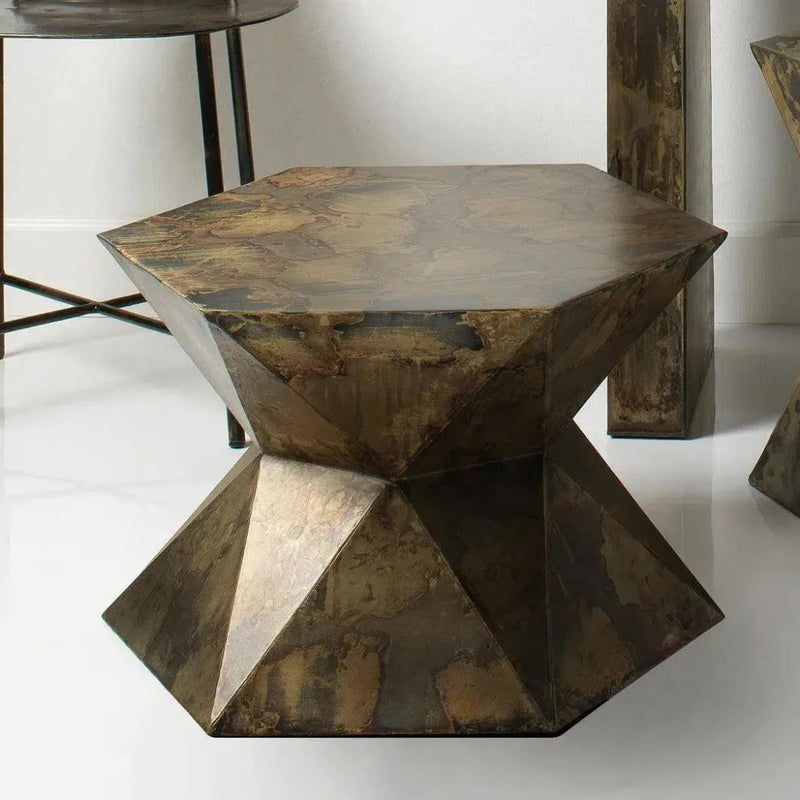 Crown Large Patina Metal Mid Century Side Table - LOOMLAN - Jamie Young - Side Tables