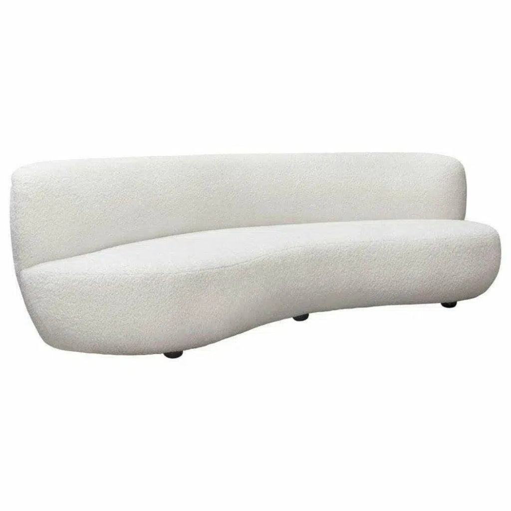 Curved Sofa in White Faux Fabric - LOOMLAN - Diamond Sofa - Sofas & Loveseats