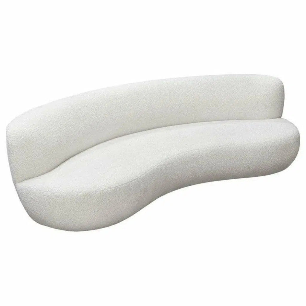 Curved Sofa in White Faux Fabric - LOOMLAN - Diamond Sofa - Sofas & Loveseats