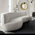 Curved Sofa in White Faux Fabric - LOOMLAN - Diamond Sofa - Sofas & Loveseats