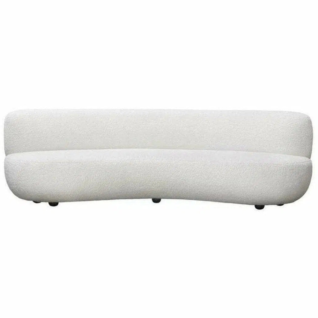 Curved Sofa in White Faux Fabric - LOOMLAN - Diamond Sofa - Sofas & Loveseats