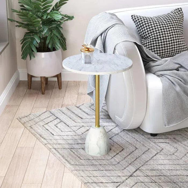 Cynthia Side Table White & Gold - LOOMLAN - Zuo Modern - Side Tables