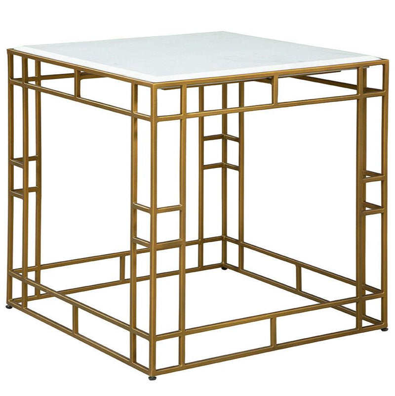 Gold Cubes Marble Topped Square Side Table