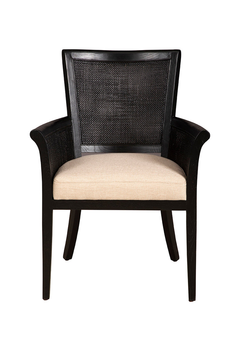 Gimble Linen Upholstered Black Arm Chair