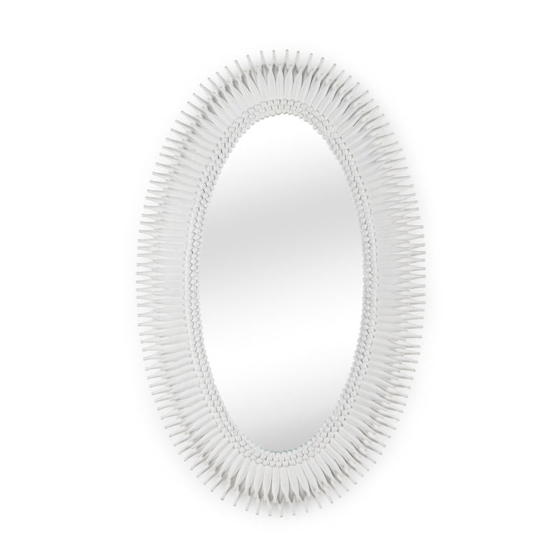 Lucius Oval Shaped Wall Mirror-Wall Mirrors-Wildwood-White-LOOMLAN