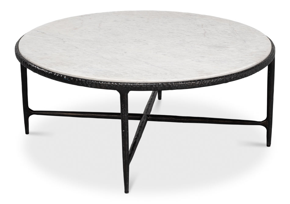 Dakor Marble Top Round Coffee Table - LOOMLAN - Sarreid - Coffee Tables