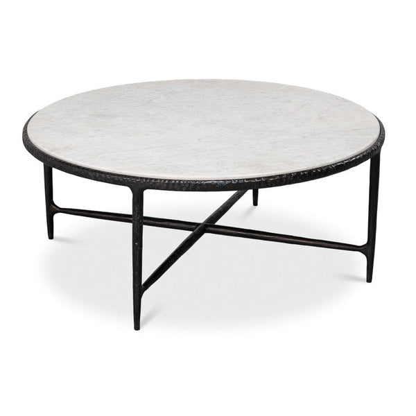 Dakor Marble Top Round Coffee Table - LOOMLAN - Sarreid - Coffee Tables