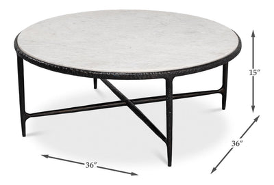 Dakor Marble Top Round Coffee Table - LOOMLAN - Sarreid - Coffee Tables