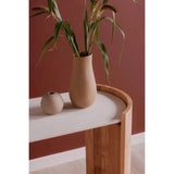 Dala White Marble & Wood Oval Console Table - LOOMLAN - Moe's Home - Console Tables