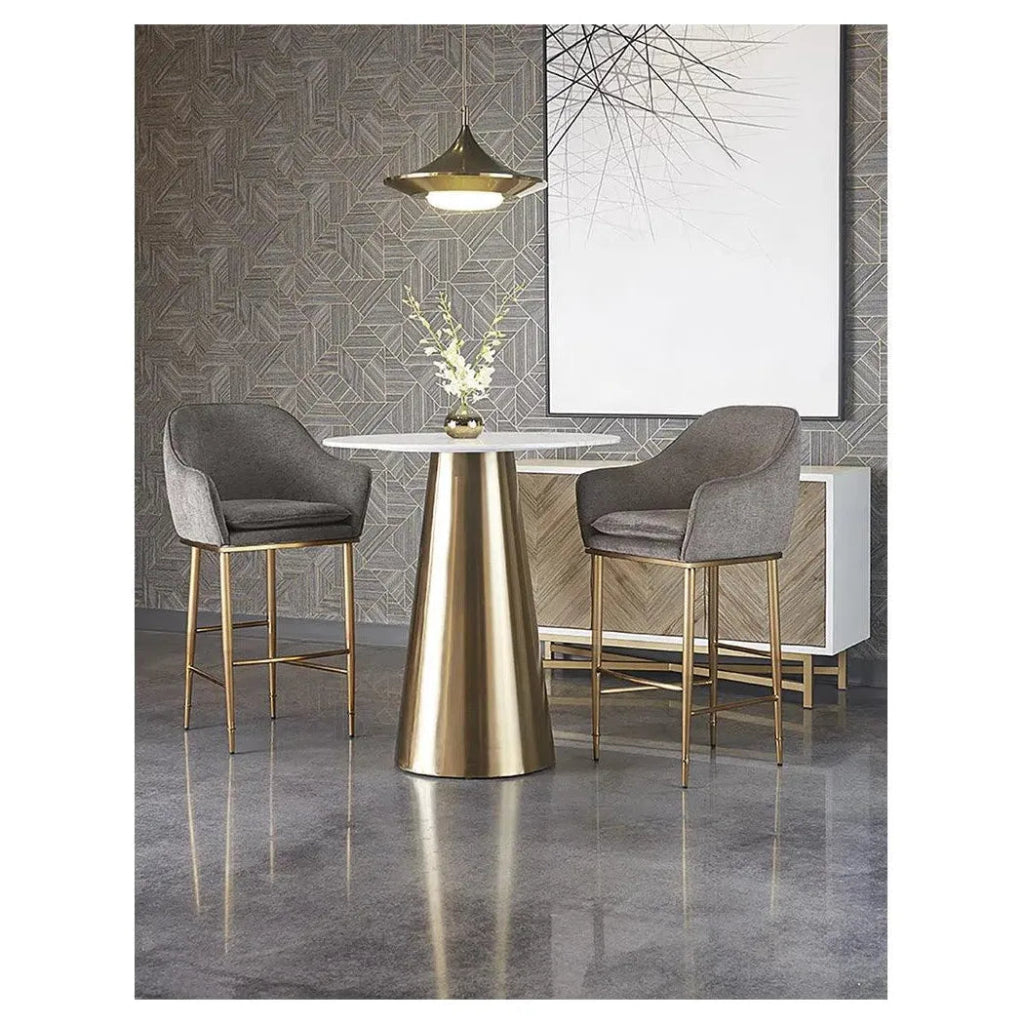 Damon Marble Top Steel Round Bar Table - LOOMLAN - SUNPAN - Bar Tables