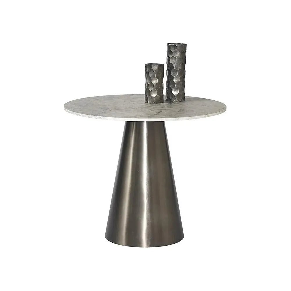 Damon Marble Top Steel Round Bistro Table - LOOMLAN - SUNPAN - Dining Tables