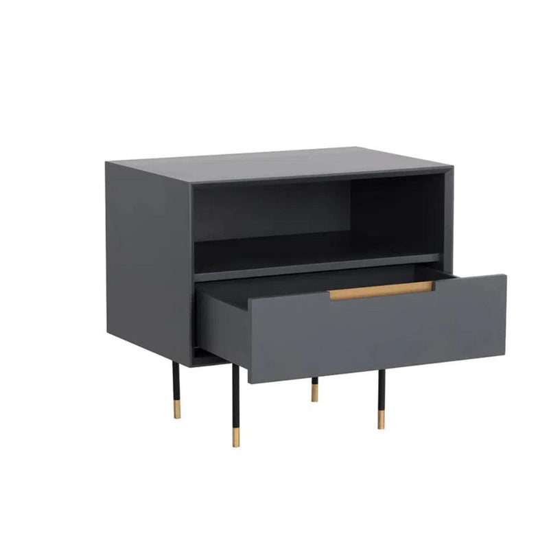Danbury Wooden Steel Nightstand - LOOMLAN - SUNPAN - Nightstands