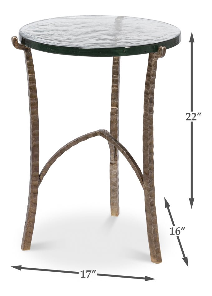 Dandy Iron Framed Round Side Table - LOOMLAN - Sarreid - Side Tables