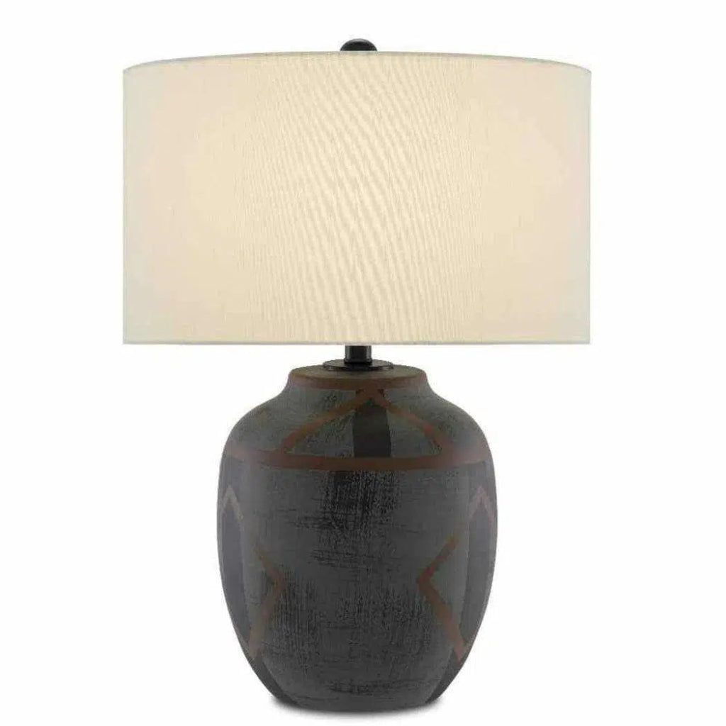 Dark Blue Matte Black Juste Table Lamp - LOOMLAN - Currey & Co - Table Lamps